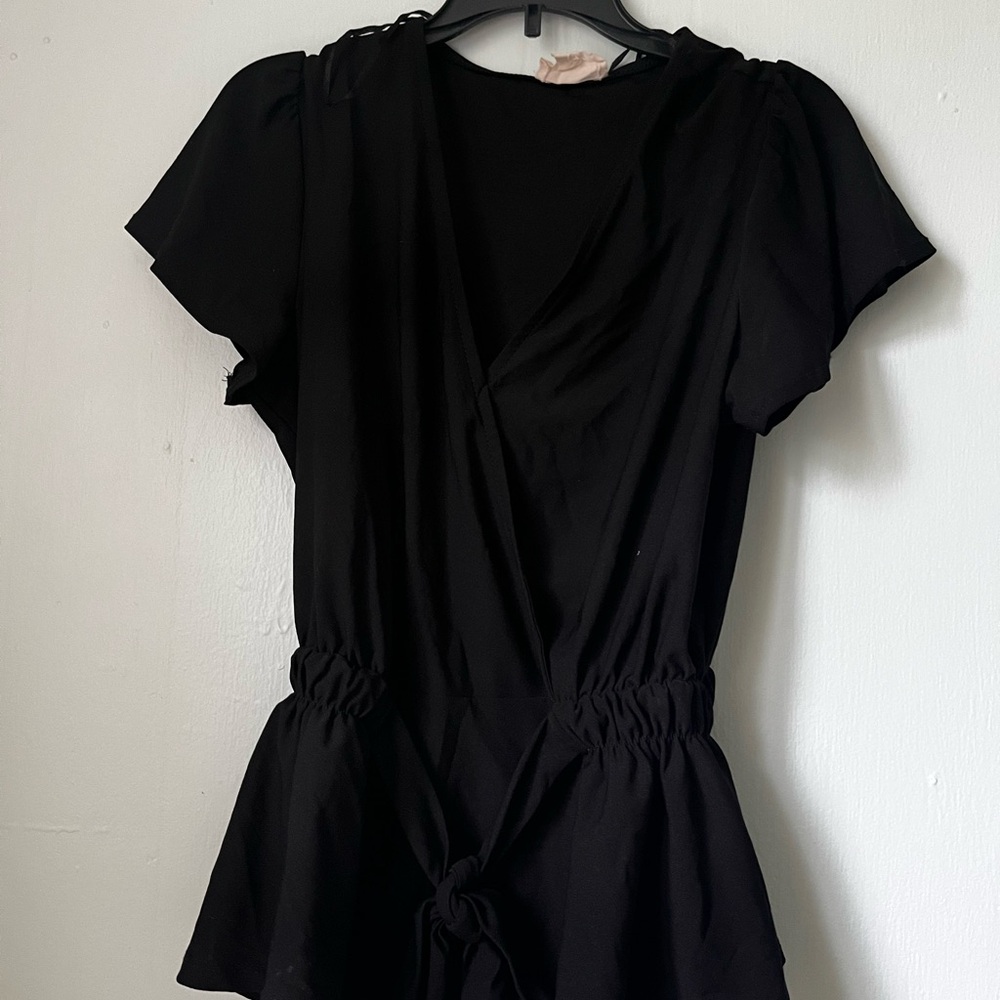 MARAKI black tie front baby doll top